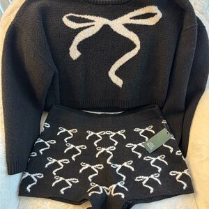 Wild Fable Black and White Knit Sweater and shorts set